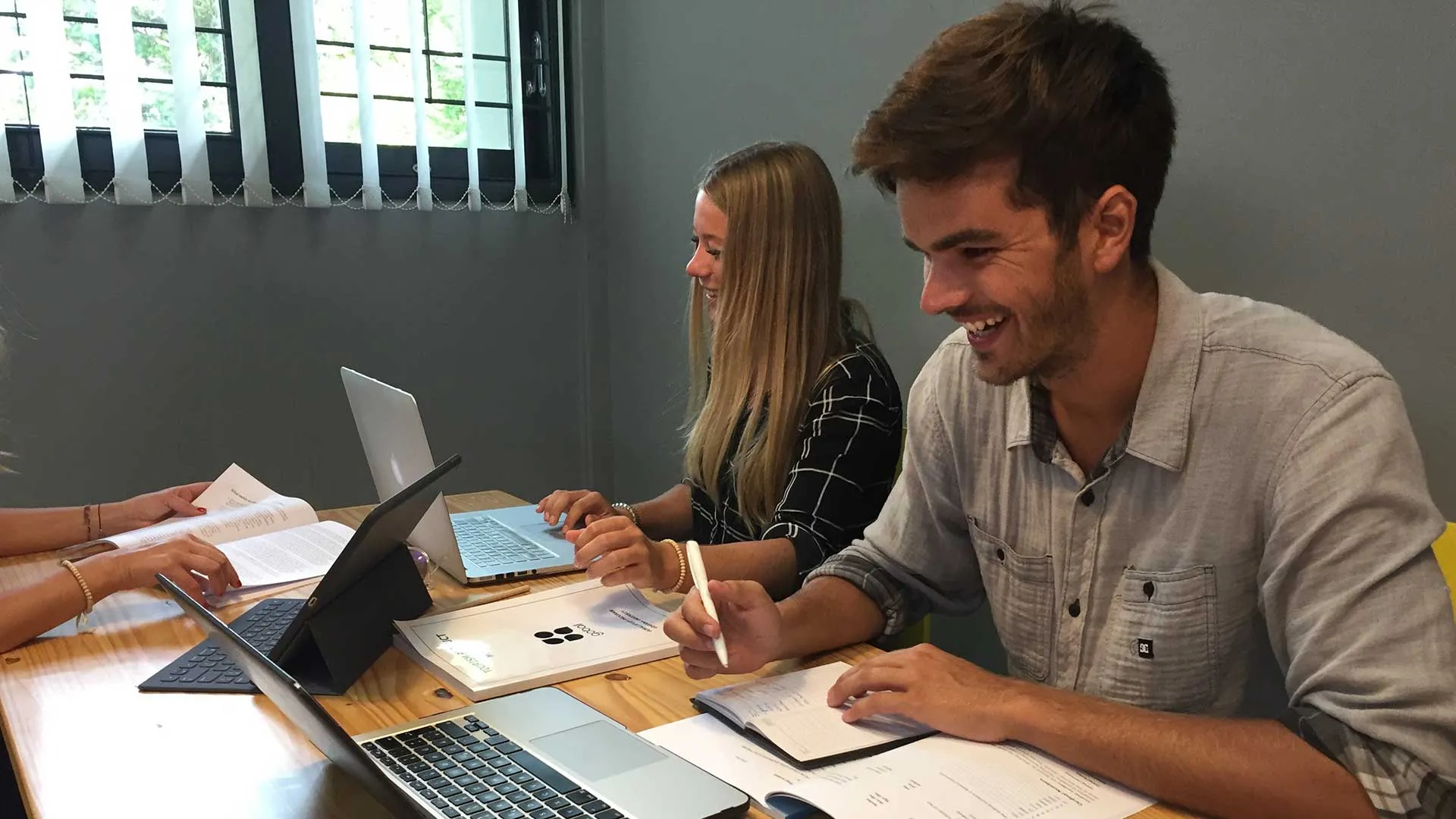 Students working on a research project at Udayana University, Bali