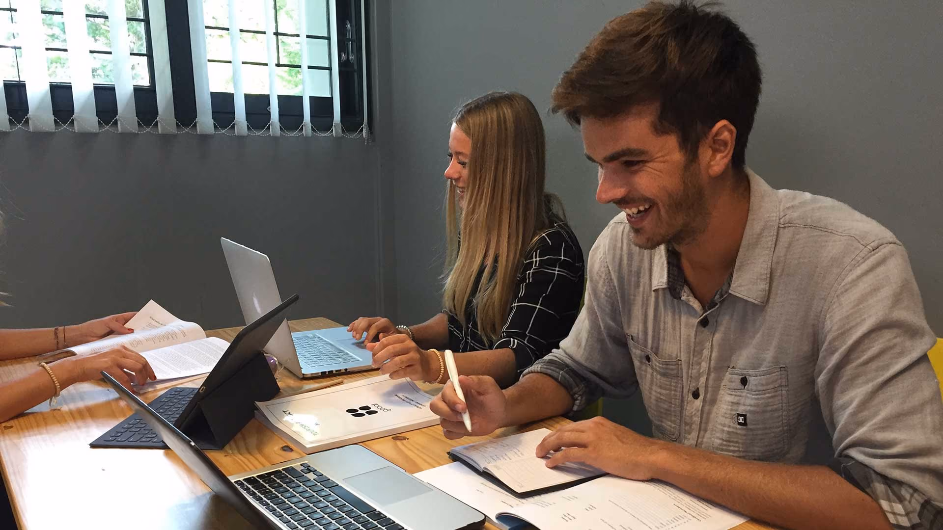 Students working on a research project at Udayana University, Bali